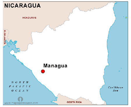 Map of Nicaragua.