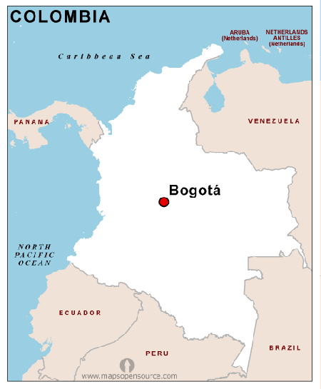 Map of Colombia.