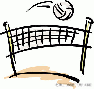 Playing beach volleyball