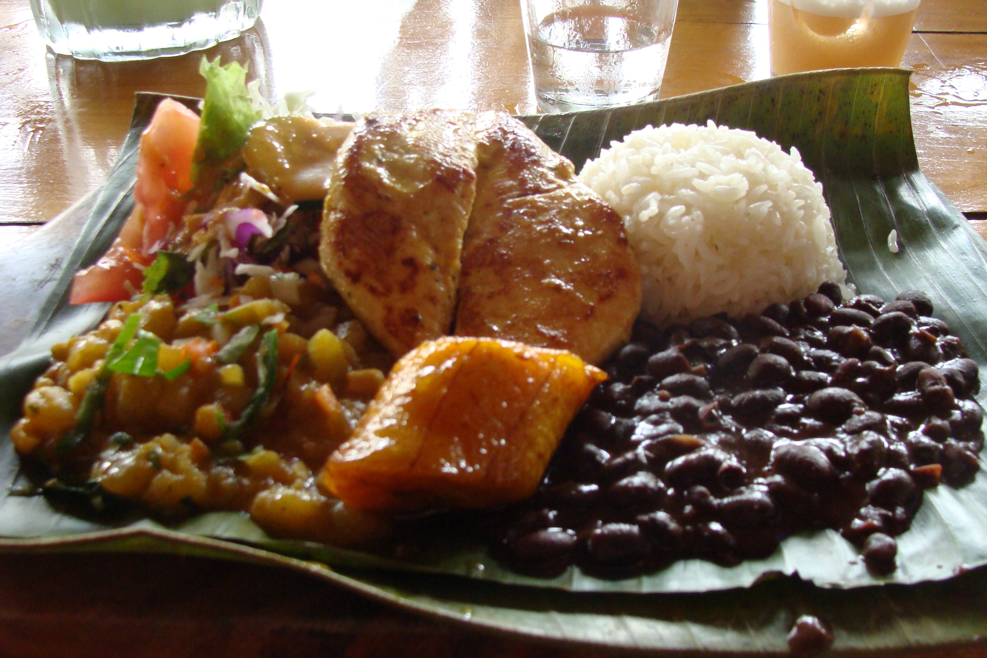 Costa Rican plate of food.