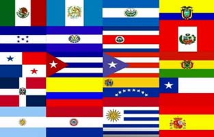 Flags of Spanish speaking countries.
