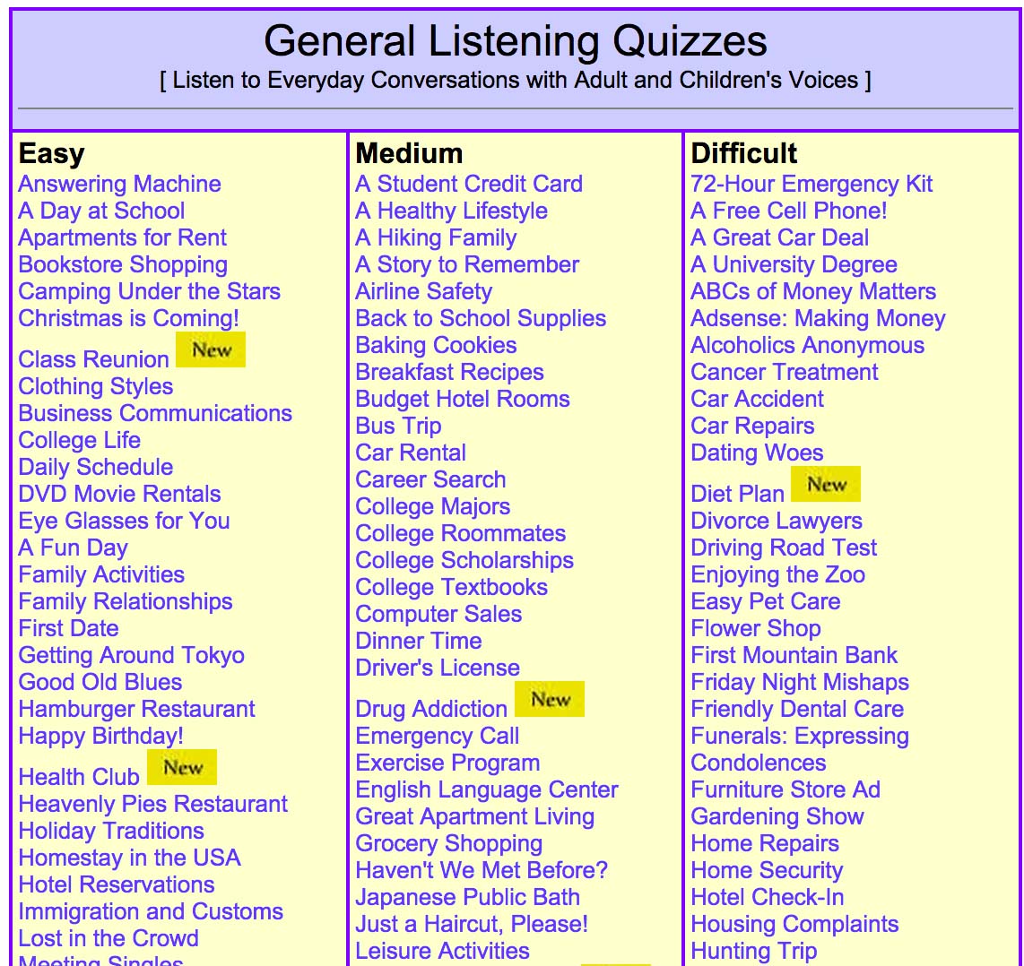 screen shot of ESL Labs web page