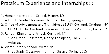 Practicum Experience and Internships