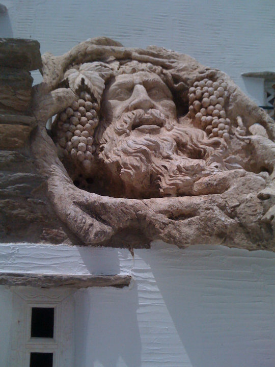 stone carving of Dionysius, god of wine
