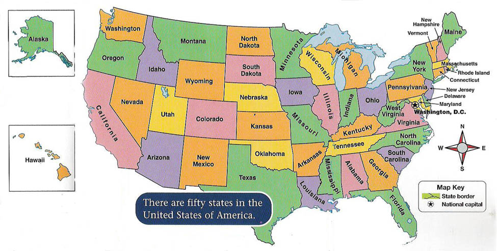 map of the united states with compass Directions map of the united states with compass