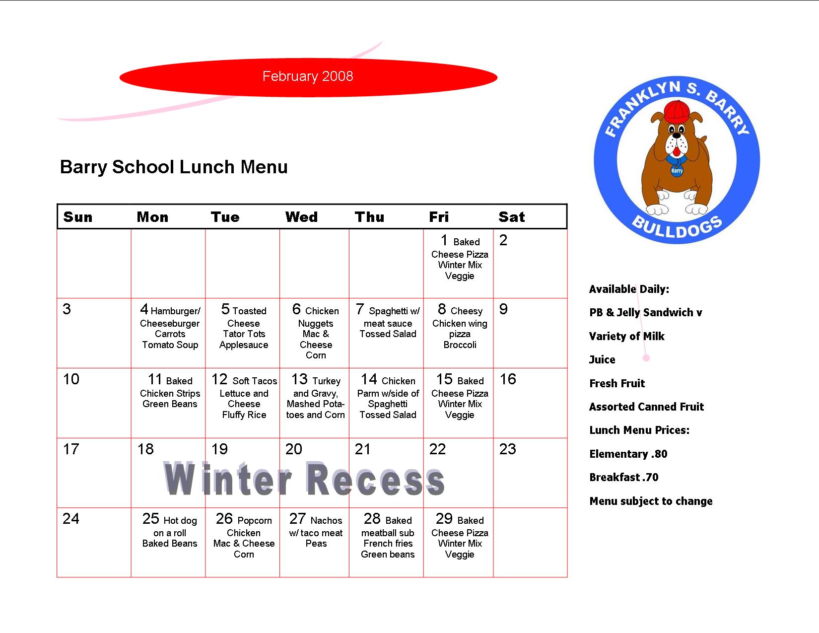 Lunch Menu